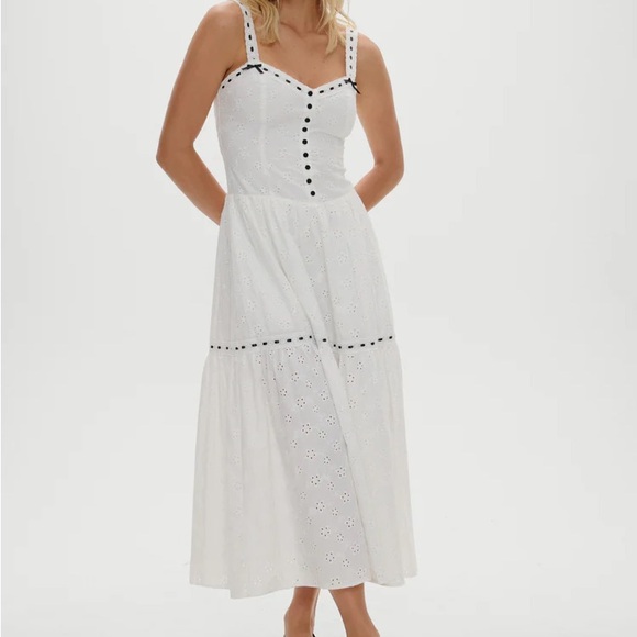 Frankie's Bikinis White Maxi Dress with Black Details - Picture 3 of 8